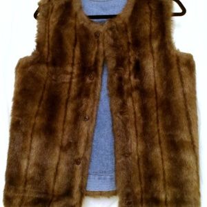 Reversible Faux Fur and Denim Vest By Denim & Co